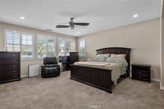 14538 Eagle River Rd, Eastvale, CA 92880 - carpeted bedroom with baseboards, recessed lighting, and ceiling fan