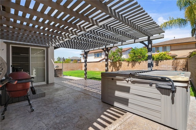14538 Eagle River Rd, Eastvale, CA 92880 - view of patio / terrace featuring a hot tub and a fenced backyard