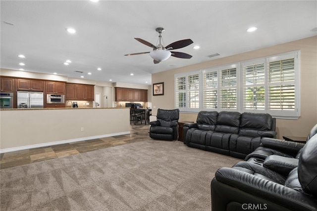 14538 Eagle River Rd, Eastvale, CA 92880 - living room with a ceiling fan and recessed lighting