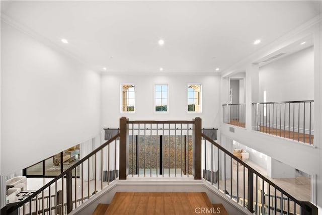 100 Headwaters, Irvine, CA 92602 - staircase featuring ornamental molding and recessed lighting