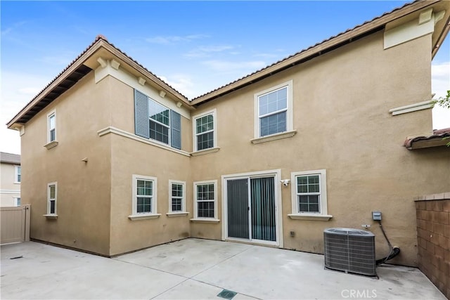7460 Jersey St, Chino, CA 91708 - rear view of property with central air condition unit, stucco siding, a patio, and a tiled roof
