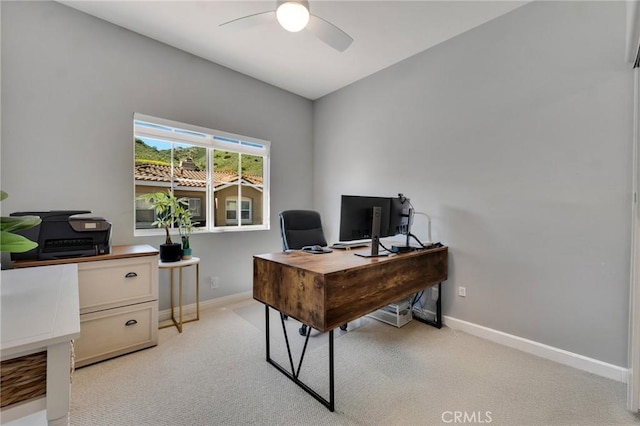 587 Fenwick Way Unit B, Simi Valley, CA 93065 - office with a ceiling fan, light colored carpet, and baseboards