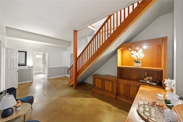 41225 Hacienda Dr, Murrieta, CA 92562 - staircase featuring finished concrete flooring and baseboards