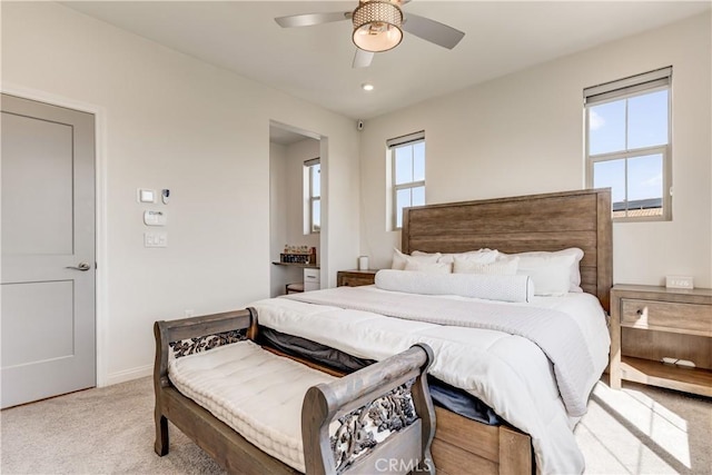 1648 Fig Tree Way, Oceanside, CA 92056 - bedroom featuring light colored carpet, baseboards, a ceiling fan, and recessed lighting