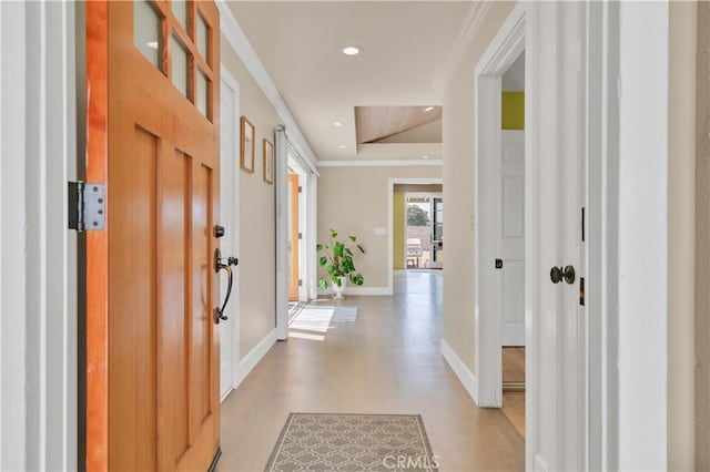 1961 W 187th Pl, Torrance, CA 90504 - foyer featuring baseboards, ornamental molding, and recessed lighting