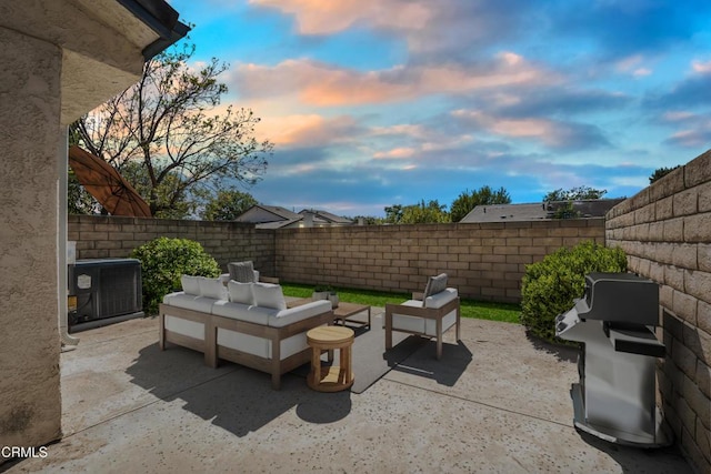 2451 Manet Ln, Simi Valley, CA 93063 - view of patio / terrace with central air condition unit, a fenced backyard, and an outdoor living space