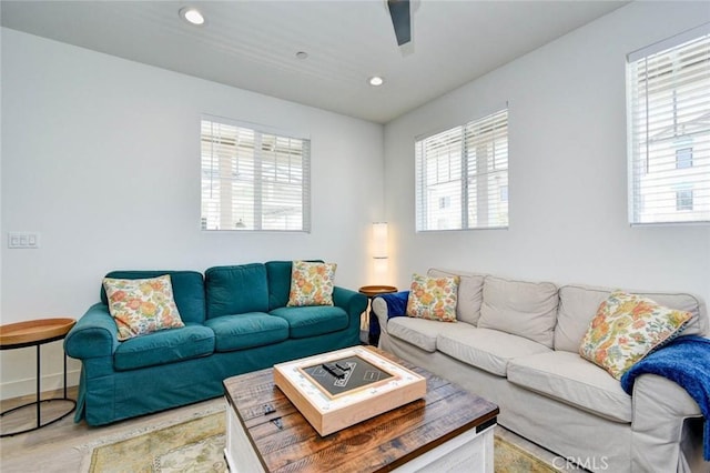 1053 Tiburon Way, San Luis Obispo, CA 93401 - living room with recessed lighting, light wood-style flooring, and baseboards