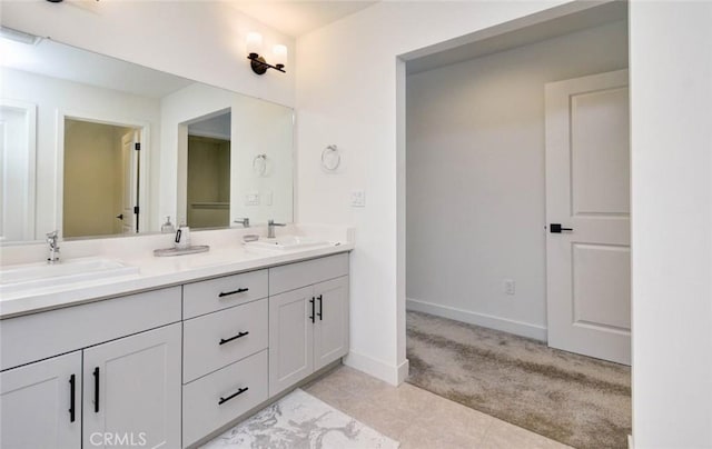 1053 Tiburon Way, San Luis Obispo, CA 93401 - full bath featuring double vanity, baseboards, and tile patterned flooring