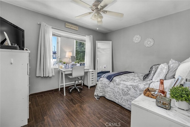 1729 Amelia Ave, San Pedro, CA 90731 - bedroom featuring a desk, wood finished floors, ceiling fan, and baseboards