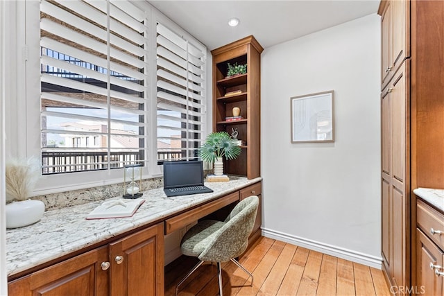 201 Bay Shore Ave Unit 209, Long Beach, CA 90803 - office featuring light wood-style floors, baseboards, and built in desk