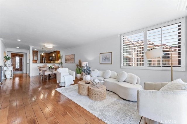 201 Bay Shore Ave Unit 209, Long Beach, CA 90803 - living room featuring hardwood / wood-style floors and recessed lighting