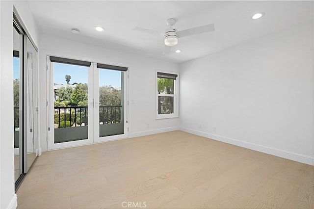 28 Brownsbury Rd, Laguna Niguel, CA 92677 - empty room with recessed lighting, light wood-style flooring, ceiling fan, baseboards, and a smoke detector