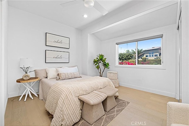 28 Brownsbury Rd, Laguna Niguel, CA 92677 - bedroom with baseboards, light wood-style flooring, recessed lighting, and a ceiling fan