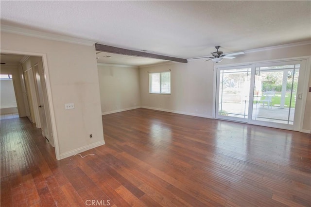 21049 Silver Cloud Dr, Diamond Bar, CA 91765 - spare room featuring hardwood / wood-style flooring, ceiling fan, baseboards, and crown molding