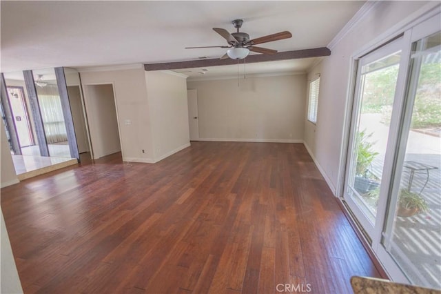 21049 Silver Cloud Dr, Diamond Bar, CA 91765 - empty room with ornamental molding, a ceiling fan, wood finished floors, and baseboards