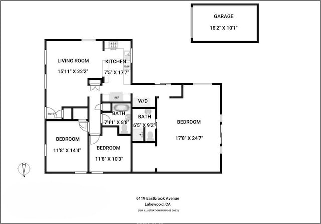 6119 Eastbrook Ave, Lakewood, CA 90713 - home floor plan