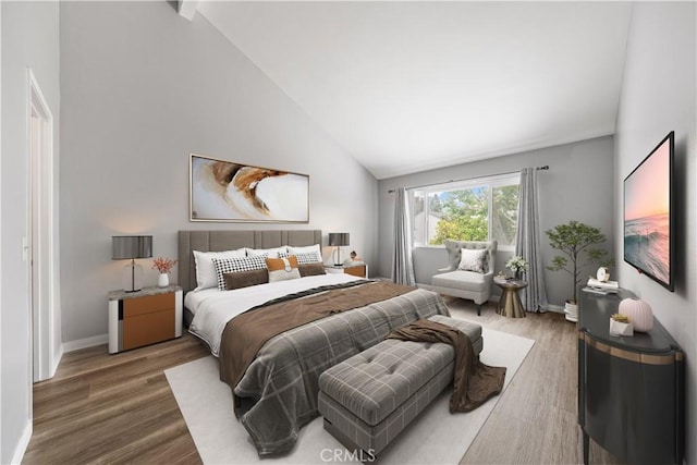 206 Eisenhower, Placentia, CA 92870 - bedroom with wood finished floors, baseboards, and high vaulted ceiling
