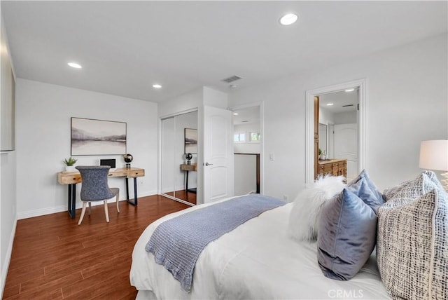 9588 Shimizu River Cir, Fountain Valley, CA 92708 - bedroom with wood finished floors, recessed lighting, a closet, and baseboards