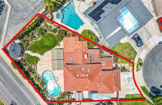 9588 Shimizu River Cir, Fountain Valley, CA 92708 - aerial view of property's location with a pool area and property parcel outlined