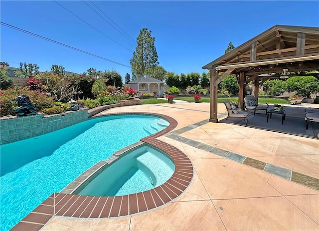 9588 Shimizu River Cir, Fountain Valley, CA 92708 - view of pool with a gazebo, a patio area, and a pool with connected hot tub