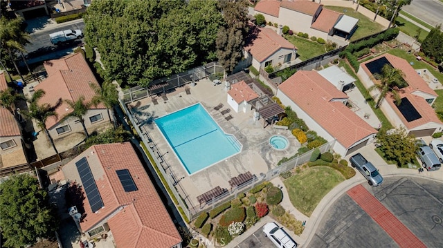 8541 San Clemente Dr, Rancho Cucamonga, CA 91730 - aerial perspective of suburban area with a pool