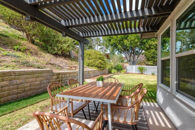 1142 Cabot Ct, Vista, CA 92081 - wooden terrace with outdoor dining space and a pergola