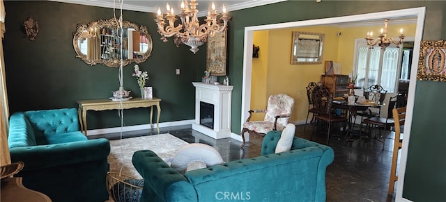 18565 E Gallarno Dr, Covina, CA 91722 - living area featuring a chandelier and crown molding