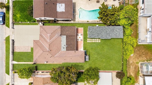 aerial view of a pool