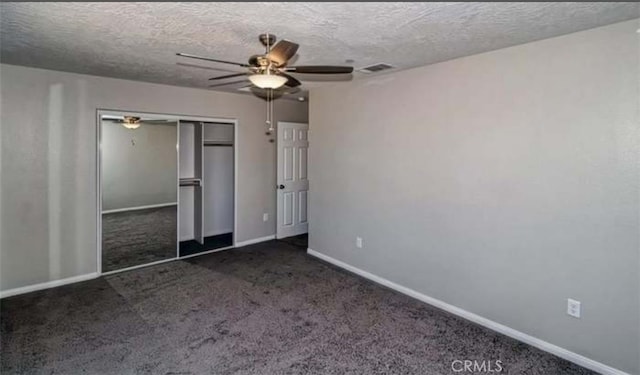 17602 Main St, Hesperia, CA 92345 - unfurnished bedroom featuring carpet, baseboards, a textured ceiling, a closet, and ceiling fan