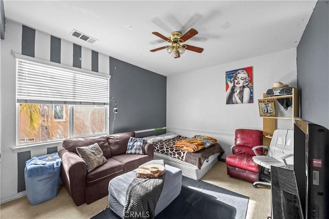 33727 Verbena, Murrieta, CA 92563 - living room featuring carpet floors and a ceiling fan
