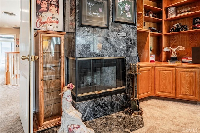 30208 White Wake Dr, Canyon Lake, CA 92587 - detailed view of carpet flooring and a high end fireplace