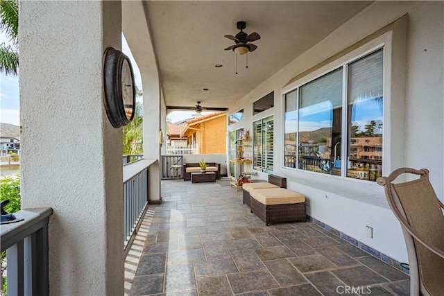30208 White Wake Dr, Canyon Lake, CA 92587 - view of patio featuring ceiling fan and a balcony