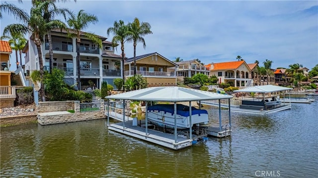 30208 White Wake Dr, Canyon Lake, CA 92587 - dock with boat lift, a residential view, and a water view