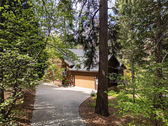 523 Dogwood Canyon Rd, Blue Jay, CA 92317 - view of property hidden behind natural elements featuring concrete driveway