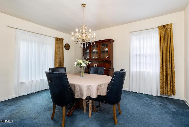 250 S Berkeley Ave, Pasadena, CA 91107 - dining space with a chandelier, dark colored carpet, and healthy amount of natural light