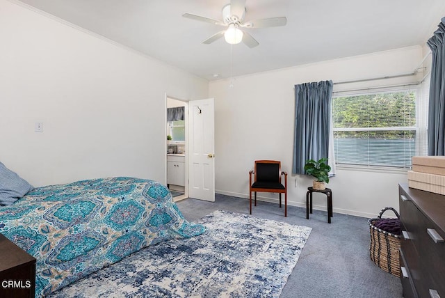 250 S Berkeley Ave, Pasadena, CA 91107 - bedroom featuring carpet flooring, crown molding, baseboards, and ceiling fan