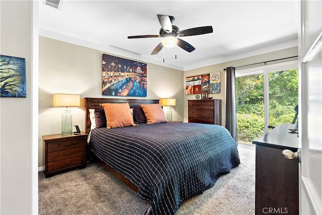 13611 Walnut St, Whittier, CA 90602 - carpeted bedroom with a ceiling fan
