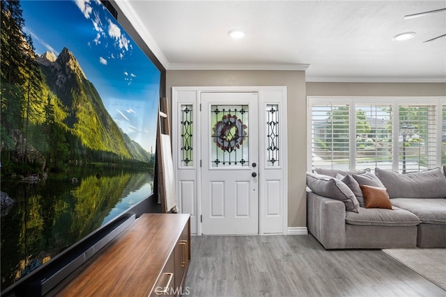 1325 N Birchnell Ave, San Dimas, CA 91773 - foyer featuring crown molding and wood finished floors