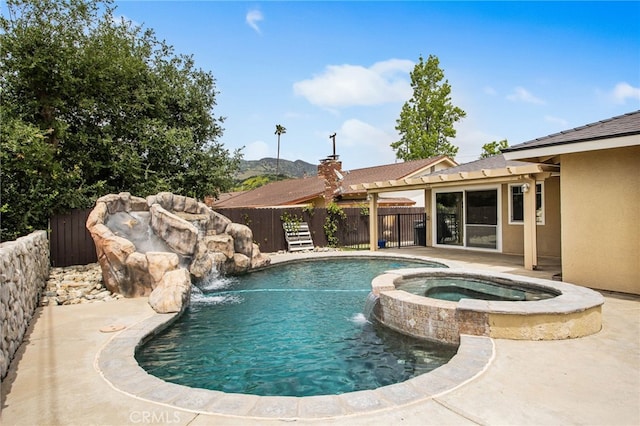 1325 N Birchnell Ave, San Dimas, CA 91773 - view of pool featuring fence, a pool with connected hot tub, and a patio