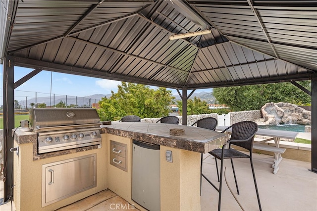 1325 N Birchnell Ave, San Dimas, CA 91773 - view of patio / terrace with a gazebo and a mountain view