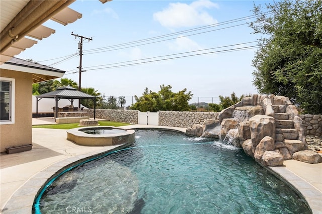 1325 N Birchnell Ave, San Dimas, CA 91773 - view of pool featuring a gazebo, a patio, and a pool with connected hot tub