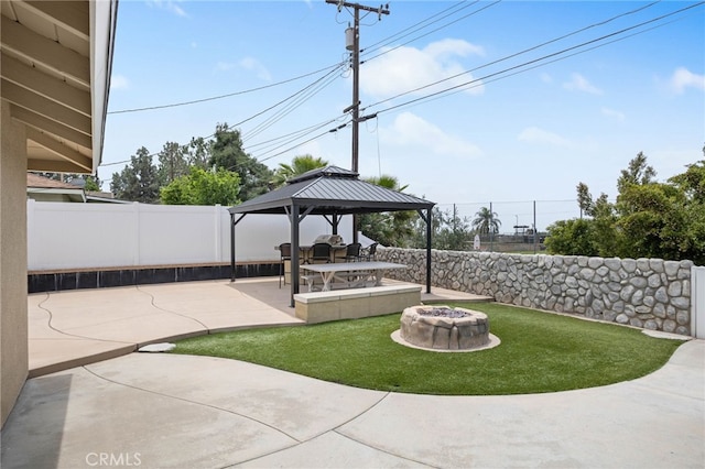 1325 N Birchnell Ave, San Dimas, CA 91773 - view of yard featuring a gazebo, a patio, and a fire pit