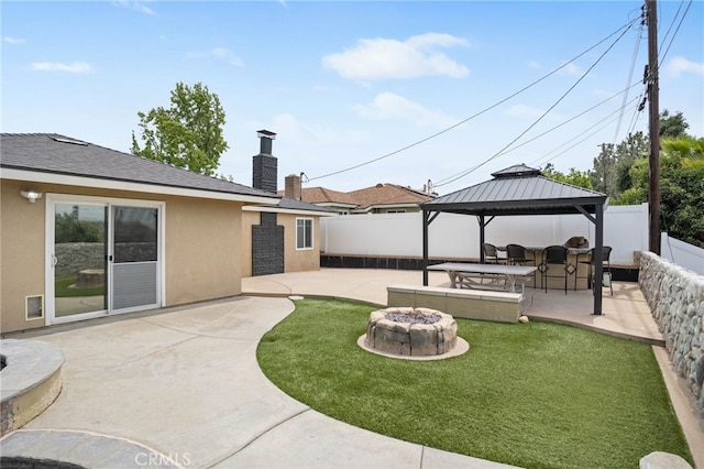 1325 N Birchnell Ave, San Dimas, CA 91773 - view of yard featuring an outdoor fire pit, a gazebo, and a patio