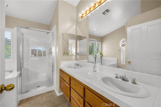 27567 Courtview Dr, Valencia, CA 91354 - full bath with a stall shower, double vanity, and a bath