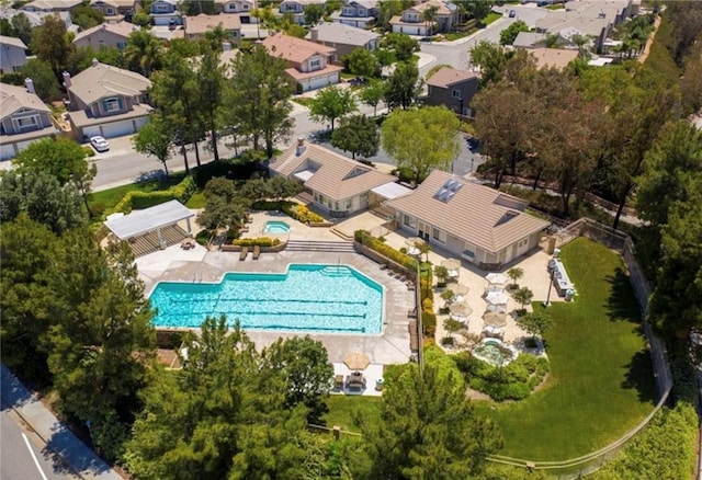 27567 Courtview Dr, Valencia, CA 91354 - aerial perspective of suburban area with a pool area