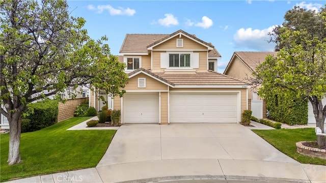 27567 Courtview Dr, Valencia, CA 91354 - traditional-style home featuring a garage, a tiled roof, and concrete driveway