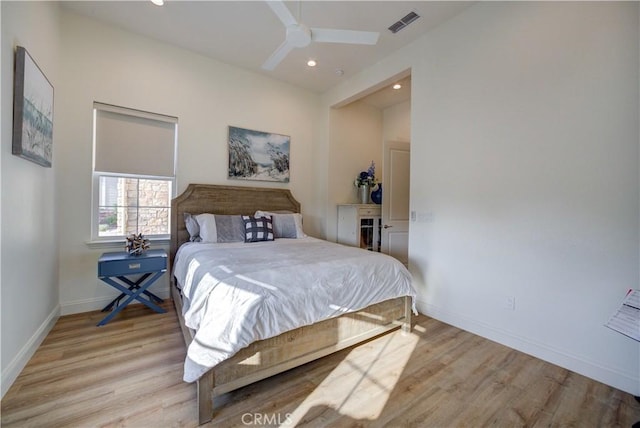 851 Trail View Pl, Nipomo, CA 93444 - bedroom with light wood-style floors, baseboards, recessed lighting, and a ceiling fan