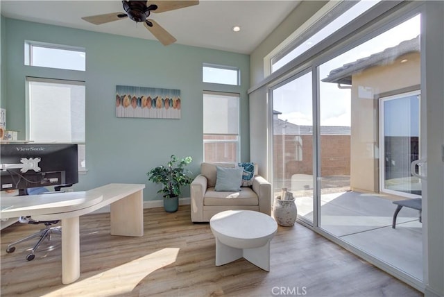 851 Trail View Pl, Nipomo, CA 93444 - office featuring wood finished floors, ceiling fan, recessed lighting, and baseboards