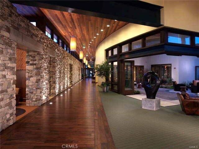 851 Trail View Pl, Nipomo, CA 93444 - community lobby with a towering ceiling, wood ceiling, and recessed lighting
