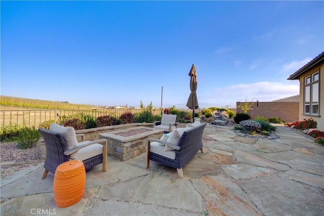 851 Trail View Pl, Nipomo, CA 93444 - view of patio featuring an outdoor fire pit and a fenced backyard